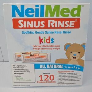 NeilMed Sinus Nasal Rinse Kids Soothing Saline 120 Premixed Sachets Ages 2+